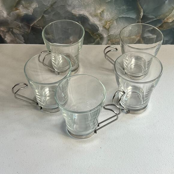 Bormioli Rocco Cappuccino Glass Mug With Stainless Steel Handle Set of 5 - Picture 1 of 5